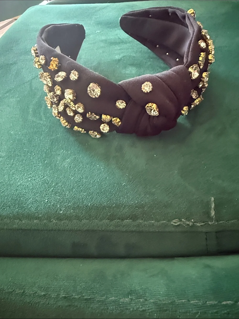 Embellished Black Knotted Headband with Gold Stones NEVER WORN